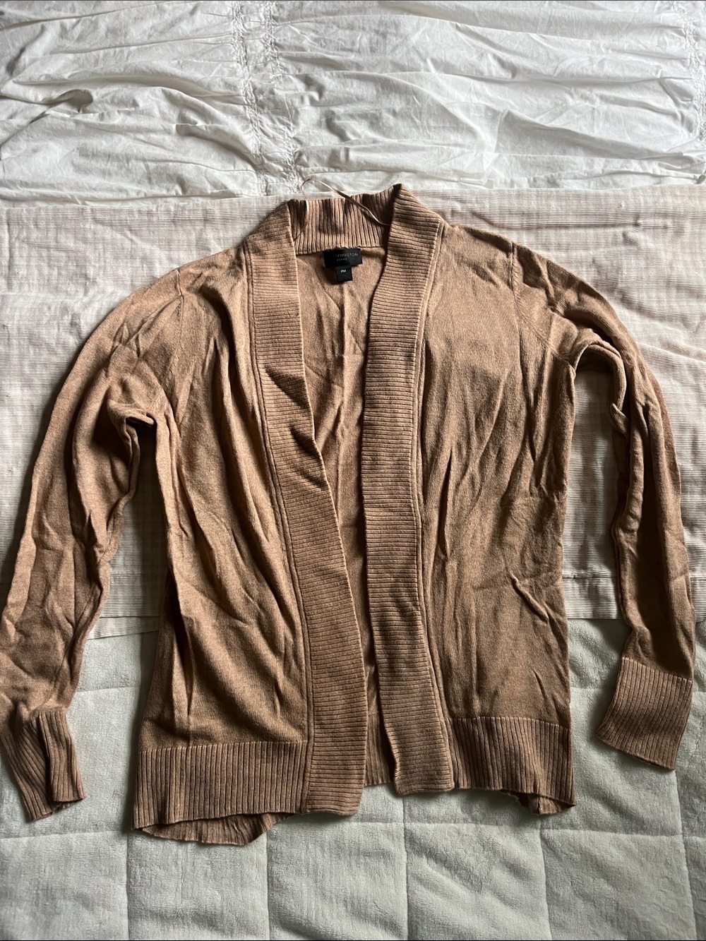 Worthington Petite Tan Open-Front Cardigan